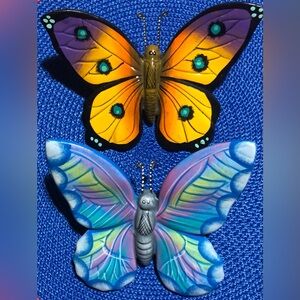 Two Ceramic Butterflies approx 6 inch